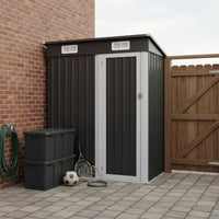 Metal Storage Shed Sloped Roof Outdoor Tool Shed Compact for Rooftop