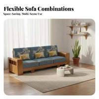 Minimalist Wood Frame Couch Set New Chinese aesthetic Living Room Furniture Small Apartment suitable for Household Seating for Office Managers, Reception Area