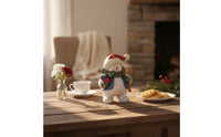Snowman Skier Statue Festive Snowman Figurine Miniature Skier Figurine for Shelf, Console Table