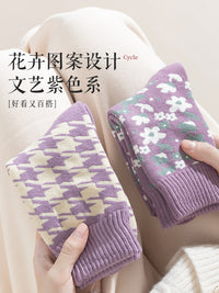 厚袜子女秋冬加绒加厚保暖中筒袜冬季日系女士毛巾睡眠月子长筒袜