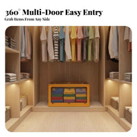 Collapsible Storage Box with Doors Foldable Stackable Box with Doors for Renters