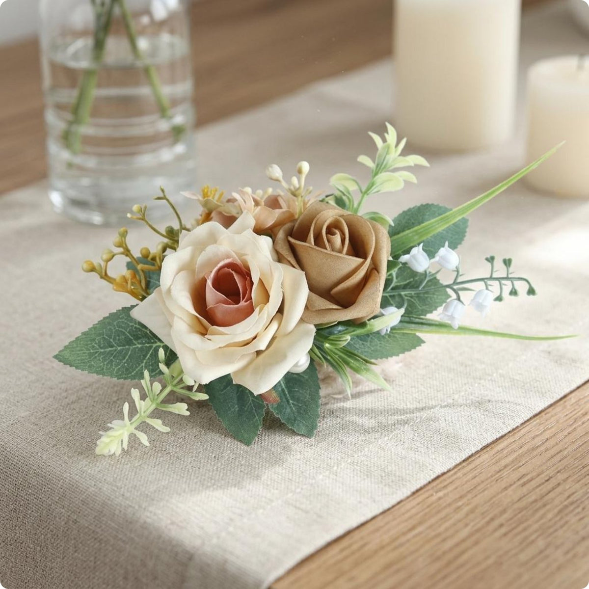 Wrist Corsage and Boutonniere Set Elegant Wrist Corsage Long-Lasting for Bride