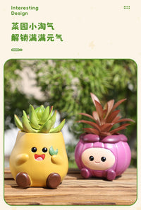 Creative Vegetable Cartoon Flower Pot Resin Succulent Planter for Office Desk