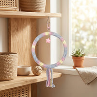 Rope Swing Parrot Toy with Bells, Gradient Perch for Budgie, Cockatiel and Lovebird, Comfortable Swing Perch for Small Bird Cage Use