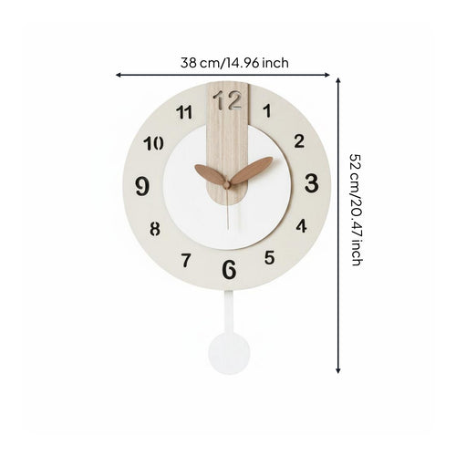 Cream Wall Timepiece Clock Minimalist Wood Grain Wall Clock Operated Home Decor for Living Room