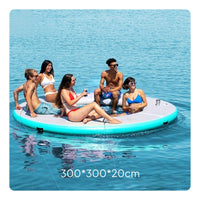 Portable Round Inflatable Dock Easy to Inflate/Deflate Inflatable Floating Dock Non-Slip Surface Floating Island Raft for Adults, Groups, Pets, Ocean, Lake, Boating, Pool Parties