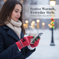 Winter Knitted Deer Pattern Touchscreen Gloves for Men and Women, Double-Layer Plush Lined Warm Cycling Gloves