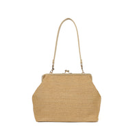 Woven Handbag with Contrast Stripes, Retro Shell Shape, Light Luxury Style