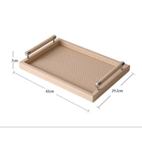Rectangular Decorative Tray with Handles Raised Sides Tableware Easy to Clean