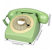 Classic Rotary Desk Phone Metal Bell Chime Retro Rotary Phone Vintage Wired Telephone Telephone for Office, Study Room