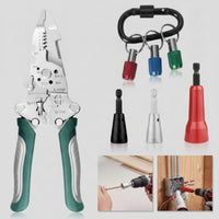 8 Pieces Drill-Compatible Wire Stripper with Twisting Attachments Multi-Functional Wire Stripping and Twisting Kit Wear-Resistant Efficient for Electricians, DIYers, Electrical Wiring, Home Improvement, Automotive Repair