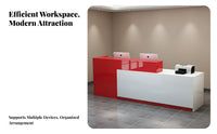 Modern Reception Desk Sturdy Construction L-Shaped Front Desk Heavy Duty Cashier Wrap Counter for Business Owners, Office Managers, Spa, Hotel, Lobby