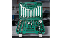 61 Pieces Automotive Tool Set with Case Chrome Finish Vehicle Tool Kit Socket Set for Home Mechanics, Mechanics, Garage, Home Workshop