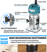 Electric Trimmer for Woodworking with 15-Piece Set (EU Plug)