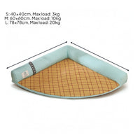 Removable Triangular Cat Bed with Raised Border Padded Summer Pet Mat with Cushion Cozy Soft for Cats, Small Dogs