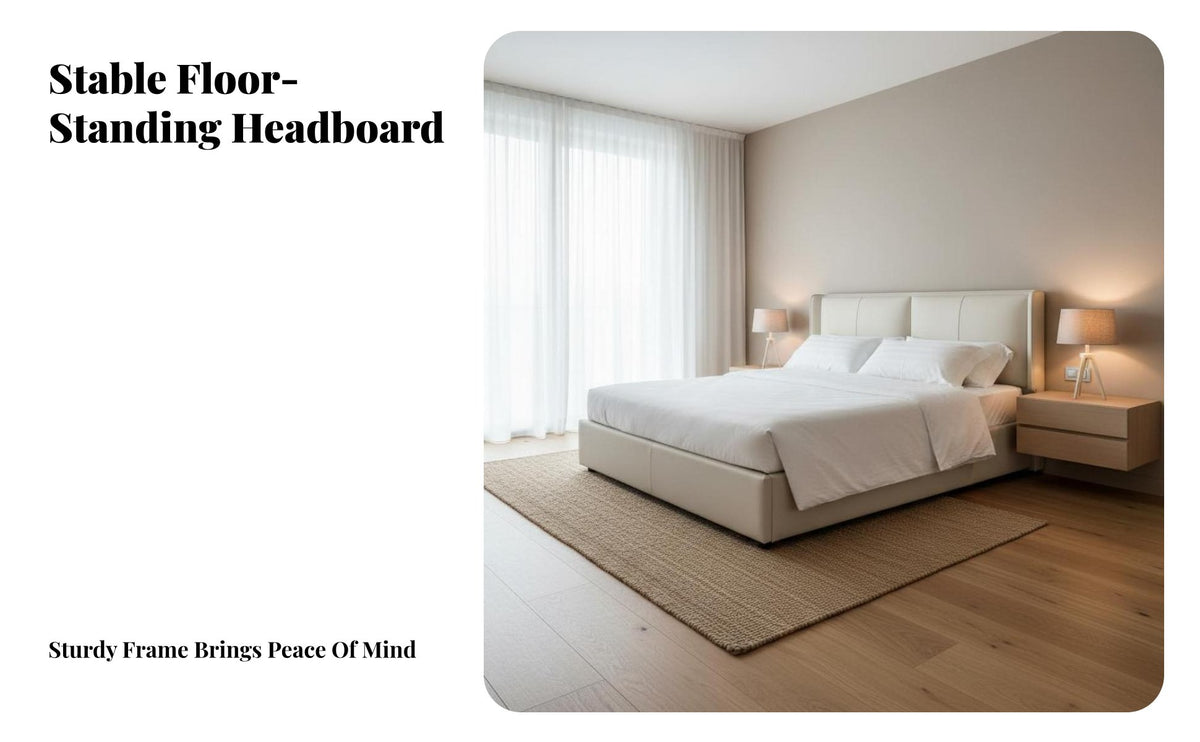 Modern Minimalist floor-standing & designStanding Headboard Soft Padded Bed rearrest Slim contour Upholstered Panel No Installation Required for Renters, homeowners, Adults, Apartment, Guest Room