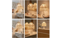 Table Lamp with Beads Pedestal Table Lamp with Fringe Classic Decorative for Bedroom, Vanity