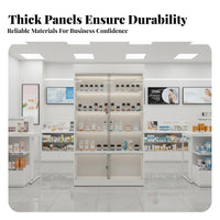 Glass Door Display Cabinet Thickened Panels Lockable Merchandise Case Heavy Duty Multi-Tier Product Shelf for Retailers, Salons, Boutiques, Pharmacies