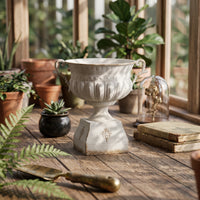 Pedestal Urn with Handles Embossed Container Elegant for Entryway, Photo Shoots