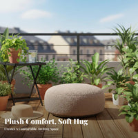 Round Stool Pad Soft Fleece Texture Sherpa Round Stool Adaptable Cute Design for Adults, Kids, Bedroom, Bay Glazed Opening