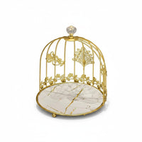 Gold Birdcage Vanity Tray Space-Saving Decorative Birdcage Rack Rust-Proof
