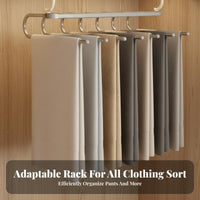 Foldable Multi-Layer Folding Hanger Non-Slip Trouser Rack Space-Saving Pants Organizer Double Hook Design for Students, Homeowners, Renters, Wardrobe, Dressing Room, Bedroom, Apartment