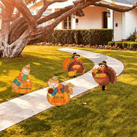 Thanksgiving Turkey Pumpkin Stack Abstract Lawn Decoration Outdoor Garden Metal Stake