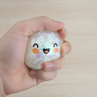 Iridescent Steamed Bun Press Toy Translucent Squishy Toy with Smiling Face Soft Dumpling Squishy Adorable for Fidgeters