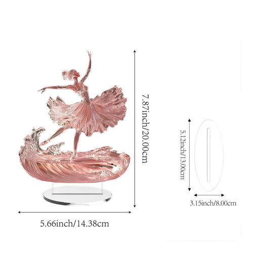 2D Ballerina Figurine Desktop Art Piece Acrylic Ballet Performer Statue