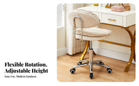 Adjustable Height Padded Low-Back Swivel Chair Rolling Wheels Vanity Stool Sturdy Base Utility Seating Ergonomic Support for Not on Ice Workers, Nail Technicians, Dorm Room, Beauty Salon, Bedroom, Medical Not on Ice