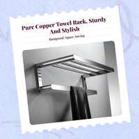 Towel Rack, Brass Double Bar, Wall-Mounted, Rustproof