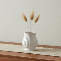 White Vase Minimalist Ceramic Look Vase for Living Room, Desktop