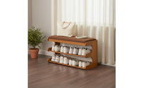 Space Saving Entryway Shoe Bench with Cushion Multi-Functional Shoe Rack Bench Sturdy Construction Home Furniture Large Capacity for Hallway