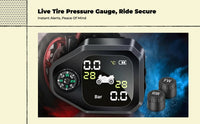 Motorcycle Tire Pressure Monitoring System, Cordless, LCD