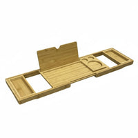 Bamboo Bathtub Tray Multi-Functional Bath Tray with Tablet Holder