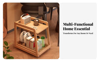 Sofa Side Cart Easy Mobility Wheeled End Table Raised Guardrails for Living Room