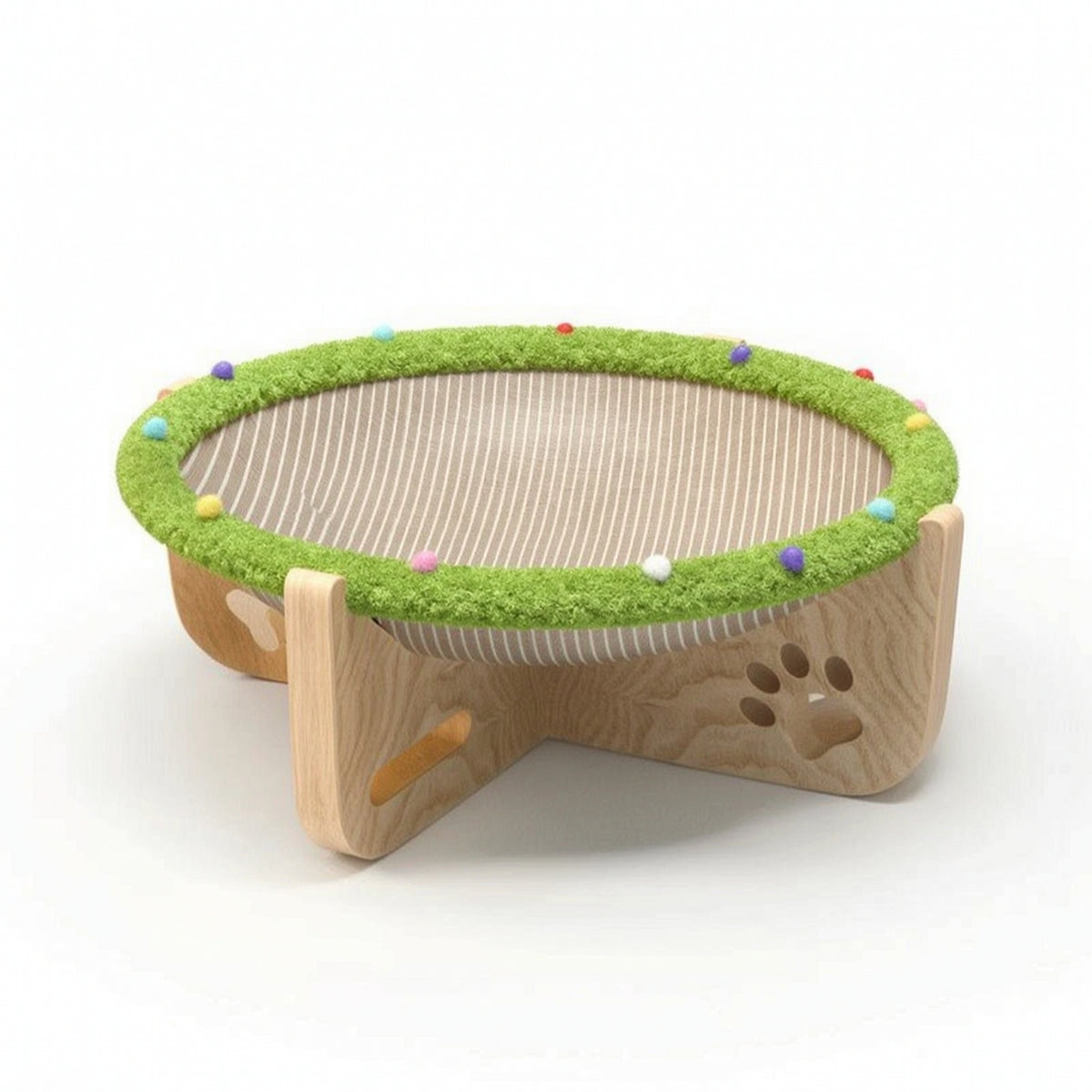 Cat Lounger with Hammock Wooden Cat Scratcher Bed Wear-Resistant Scratch Pad for Cats, Small Pets, Living Room