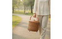 Picnic Basket with Lid Artisanal Wicker Basket with Handle Decorative