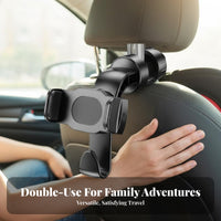 2-in-1 Car Hook Phone Mount 360° Rotation 2-in-1 Car Headrest Hook Rear Seat Phone Amusement Stand Anti-Slip for Travel