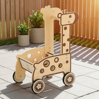 Wooden animal Pusher Early Learning animal Shopping Cart Sturdy Wood Wooden Shopping Cart for Nursery