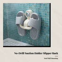 Bathroom No-Drill Suction Slipper Rack, Wall Shoe Organizer, Drainage Shelf