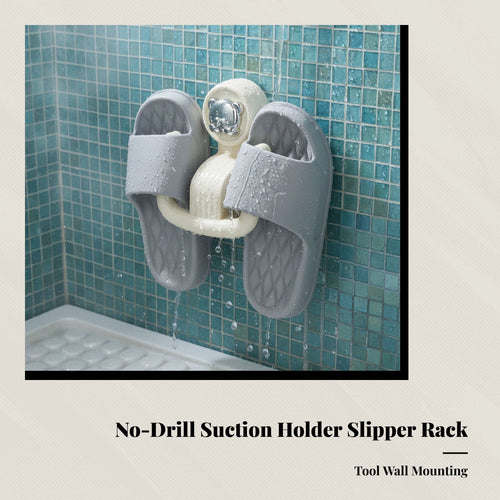Bathroom No-Drill Suction Slipper Rack, Wall Shoe Organizer, Drainage Shelf