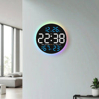 Led-Digitaluhr mit Luftfeuchtigkeitsmesser beleuchtet Wanduhr mit Datum hell