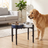 Metal Elevated Dog Bowl Stand Easy to Clean Dog Bowl Stand with Stainless Steel Bowls Dishwasher-Safe Pet Feeder with Stainless Steel Bowls Rust-Resistant for Dogs, Pets, Indoor, Kitchen