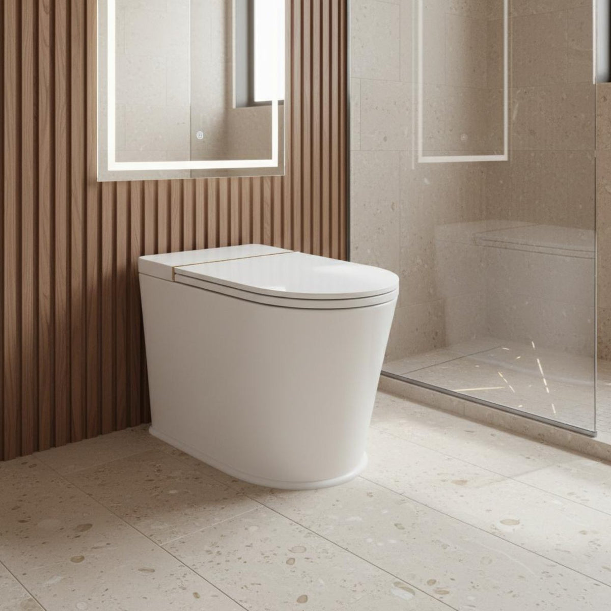 Foot Kick Smart Toilet Easy to Clean Automatic Lid Toilet Bathroom Fixture Night Light Built in Pump