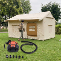 Inflatable Tent, 3-4 Person Air Tent with Instant Setup, Oxford Cloth Camping Tent with Living Area & Skylight, Sandy
