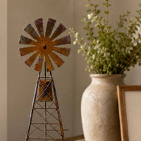 Windmills Statue Metal Farmhouse Windmills Decor Desktop Garden Statue