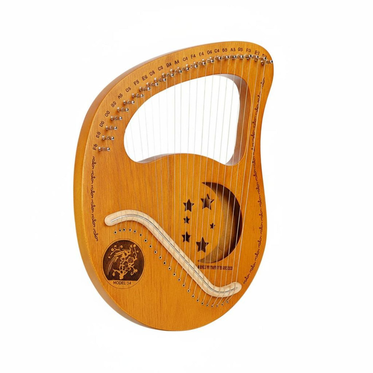 Wooden Lyre Harp Selected Wood String Instrument Warm and Pleasant Tone Beginner Learning Instrument for Beginners, Meditation