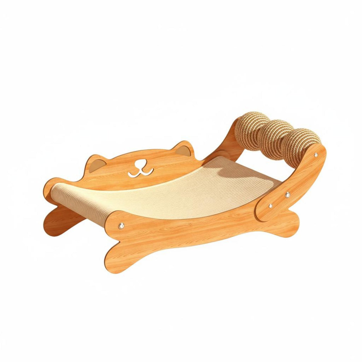 Solid Wood Frame Cat Scratching Lounger Long-Lasting & Wear-Resistant Cat Scratcher Lounge Large Size Pet Furniture Stable & Sturdy Design