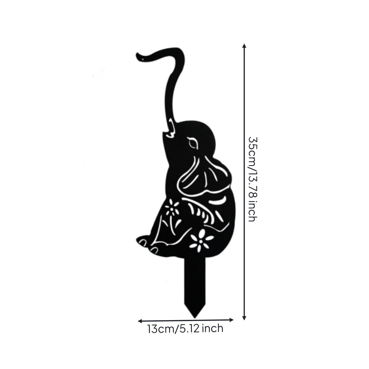 Elephant Garden Stake Unique Gift Metal Elephant Outline Weather-Resistant